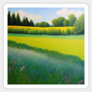 Painting-Styled Meadow Scenery Sticker